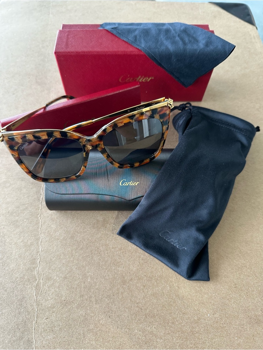 Cartier Panthere Avana 55mm Cat Eye Sunglasses